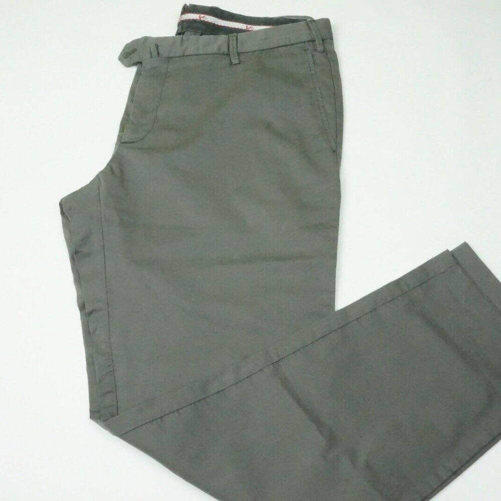 Isaia Tinto Slim Gray Cotton Blend Casual Mens Chino Pants 54R EU NEW
